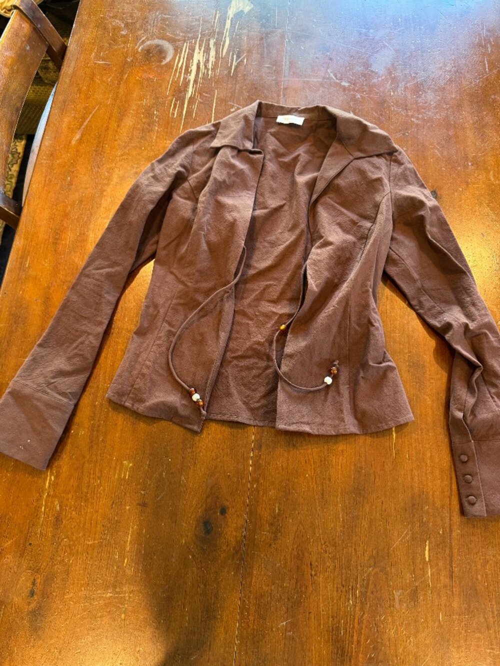 MESHKI Brown Tie Front Blazer Jacket Size S
